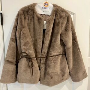 Banana Republic Factory Faux Fur Tie Waist Jacket
